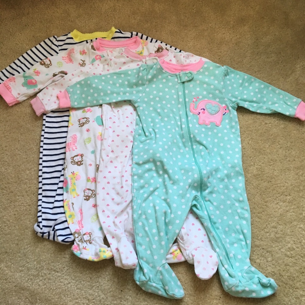 Set of 4 Footie Zipper Pajamas